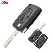 2 кнопки Smart Remote автомобильный чехол для ключей для Peugeot 207 307 308 с канавкой и держателем батареи CE0536 HU83 Uncut Blade 2024 - купить недорого