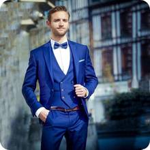 Royal Blue Men Suits Wedding Suits For Man Peaked Lapel Bridegroom Custom Made Slim Fit Formal Prom Tuxedos Groom Best Man 2024 - buy cheap