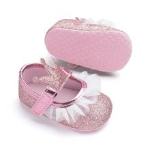 Novo bebê menina sapatos de renda couro do plutônio princesa bebê coroa sapatos primeiros caminhantes mocassins recém-nascidos para meninas 2024 - compre barato