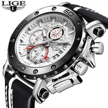 New Mens Watches LIGE Top Brand Luxury Big Dial Military Quartz Watch Casual Leather Waterproof Sport Chronograph Watch For Men 2024 - buy cheap