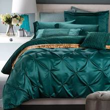 Svetanya-Juego de cama de algodón con estampado 3D, ropa de cama de color verde oscuro, con bordado de seda, con estampado de Queen, Sábana de cama real, funda de almohada 2024 - compra barato