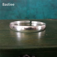 Bastiee pulseira de prata esterlina 999, bracelete para mulheres hmong bracelete artesanal de luxo joias tradicionais pulseiras superfície lisa 2024 - compre barato