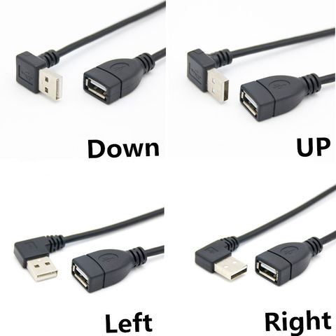 10 см 20 см 40 см USB 2,0 A штекер-гнездо 90 Угловой удлинитель Кабель USB2.0 штекер-гнездо правый/левый/вниз/вверх кабель Шнур 2022 - купить недорого