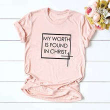 Meu valor é encontrado em cristo camiseta unissex feminino inspirando religioso cristão tshirt vintage crewneck slogan gráfico camisetas 2024 - compre barato