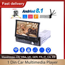 Radio con GPS para coche, reproductor Multimedia retráctil con Android, 1 DIN, pantalla táctil, estéreo, MP5, Radio FM, soporte para cámara 2024 - compra barato