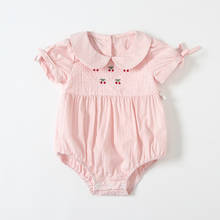 newborn baby bodysuits peter pan collar cherry embroidery baby girls clothes one piece baby outfit 2 Color 0-2Y 2024 - buy cheap