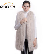 Colete de pele de raposa real feminino qiuchen pj1803, produto de alta qualidade, pele fofa, outono e inverno 2024 - compre barato