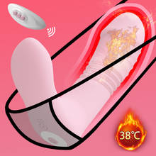 Vibrador de aquecimento telescópico vibrador wearable borboleta vibradores de controle remoto sem fio g ponto estimulador brinquedos sexuais para mulher 2024 - compre barato