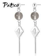 New Trendy 925 Sterling Silver Women Earrings Beads Long Tassel Hanging Piercing Rings Jewelry Gift For Wedding Party Wholesale 2024 - buy cheap