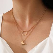HI MAN Korean Temperament Double Round Moon Necklace For Woman Elegant Charm Engagement Wedding Jewelry Accessories Gift 2024 - buy cheap