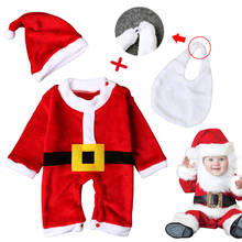 Roupa infantil de natal, meninos, outono inverno, traje com santa fé + chapéu, 3 peças, macacão para meninas pequenas, trajes infantis 2024 - compre barato