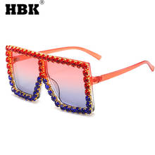HBK-gafas de sol cuadradas con diamantes de imitación para hombre y mujer, anteojos de sol unisex de gran tamaño, estilo Vintage de lujo, con montura de diamantes, 2021 2024 - compra barato