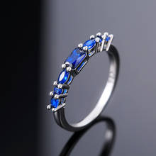 Anel feminino de zircão, anel de luxo da moda, quadrado, 2mm, simples, de alta qualidade, azul, com strass, para mulheres, aliança de casamento e noivado 2024 - compre barato