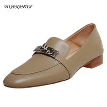 2021 spring and summer new women's flat-soled shoes fashion square-toe loafers belt buckle decoration slip-on casual shoes 2024 - buy cheap