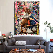 Graffiti Boy Kiss Girl Art Canvas Painting Poster and Prints Wall Art Pictures Living Room Home Decor 2024 - buy cheap
