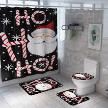 4pcs/lot Christmas Satan Printed Bathroom Mat Set Bathroom Toilet Rugs Shower Curtain Bathroom Accerssories 0731# 2024 - buy cheap
