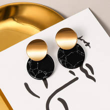 POXAM Fashion Korean Statement Drop Earrings for women Black Marble Geometric Dangle Gold Hanging Earrings Brincos 2020 Jewelry 2024 - buy cheap