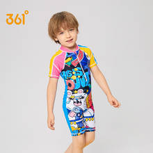 361 Boys Short Sleeve One Piece Swimsuit Cute Breathable Quick Dry Zipper Waterproof Children's Swimwear For Kids 2024 - buy cheap