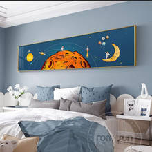 Póster de astronauta de dibujos animados de moda moderna, pintura de pared decorativa nórdica para habitación de niños, póster de arte, pintura en lienzo 2024 - compra barato