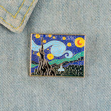 cartoon sun moon star sky oil painting enamel brooch artist alloy badge custom jewelry clothes bag pin punk accessories gifts 2024 - buy cheap