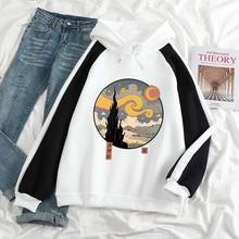 2021 New Autumn Winter Ukiyo-e Style Starry Night Vintage Women Sweetshirts Long Sleeve Top Fleece Thick WarmSpell Color Hoodies 2024 - buy cheap