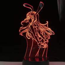 Светодиодный ночник Waifu Mai Sakurajima для спальни, Декор, Mai светильник, подарок для друга, Sakurajima Bunny Girl, светодиодная лампа, Аниме подарок 2024 - купить недорого