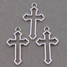 10pcs Charms Hollow Cross 38x22mm Ancient Silver Color Pendants DIY Crafts Making Findings Handmade Tibetan Jewelry 2024 - buy cheap