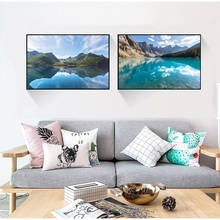 Póster de montaña de agua de Lago Azul, pintura en lienzo, arte de pared, Impresión de montaña y Lago, imágenes de pared naturales, decoración moderna para sala de estar 2024 - compra barato