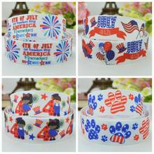 SUPWRF 16 22mm 38 50 75mm independence Day Printed grosgrain ribbon hair bow DIY hair accessories decoration 50 Yards B0929 2024 - buy cheap