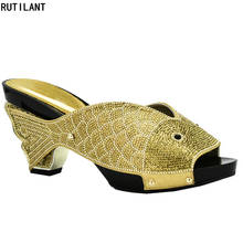 New Gold Color Italian Elegant Women Shoes Decorated with Rhinestone Nigerian Women Party Shoes High Quality African Women Shoes 2024 - buy cheap