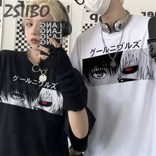 Camiseta feminina tokyo ghoul kaneki ken harajuku, camiseta de manga curta unissex, de anime japonês grande 2024 - compre barato
