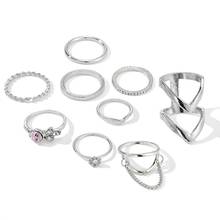 Anillos de cristal púrpura para mujer, juego de anillos de nudillos de dedo de circonia cúbica a la moda, sortija geométrica, accesorios de joyería 2024 - compra barato