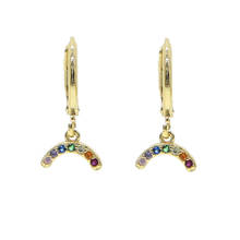 Gold Color Earrings rainbow CZ Stone Pierced Dangle Earrings Women/Girls Long Drop Earrings fashion jewelry 2024 - buy cheap