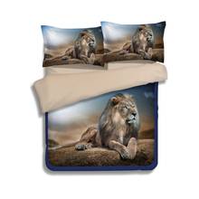 Leisure Lion Bedding Set King Single Queen King Size Animal Duvet Cover Pillow Cases 3D Bedclothes Bed Linen For Children 3pcs 2024 - buy cheap