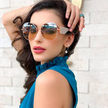Novo vintage óculos de sol feminino metal feminino óculos de sol molduras redondas óculos decorativos feminino marca moda tendências 2021 2024 - compre barato