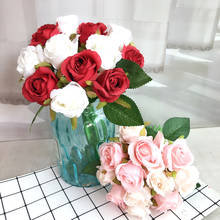 Buquê de rosas artificiais, decoração para casa, buquê de flores de seda, buquê de natal para casamento, decorações para outono 2024 - compre barato