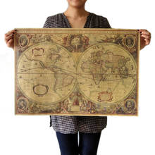 71x50cm Old World Globe Map Matte Brown Paper Poster Retro Vintage Decor 2024 - buy cheap