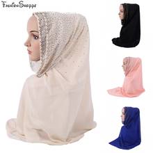 Muslim HijabNovelty Chiffon Hot drill Muslim Woman Shawls Turban Islamic Clothing Head Wrap Headwear Long Scarf 2024 - buy cheap
