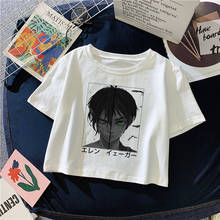 Y2k tshirt magro shingeki nenhum kyojin recortado topo anime ataque em titan gráfico t camisa feminina streetwear harajuku colheita topos feminino 2024 - compre barato