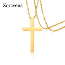 KOtik Simple Stainless Steel Cross Pendant Necklace for Men Women Black Gold Silver Color Collar Jewelry 2024 - buy cheap