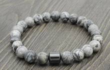 Cuerda ajustable h32 de 8mm para Yoga, pulsera de cuentas de piedra de mapa, labradorita, lava volcánica blanca y negra 2024 - compra barato