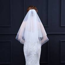 Véu de noiva com pente, véu de noiva com apliques de renda marfim 2024 - compre barato