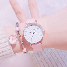 Simple Fashion Women Quartz Watches 2019 Ulzzang Brand Fresh Woman Pink Leather Clock Casual Ladies Wristwatches Zegarki Damskie 2024 - buy cheap