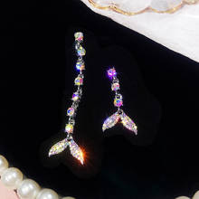 2 Pcs/Set Women Crystal Fishtail Pendant Earrings Creative Stud Long Party Earring Set Charm Beach Jewelry Accessories Gift 2024 - buy cheap