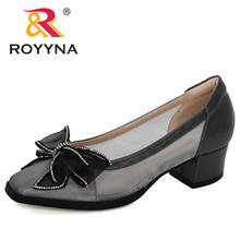 ROYYNA 2020 New Designers Mesh Heels Shoes Women Square Toe Woman Pumps Fashion Casual Ladies Office Shoes Women Sandals Trendy 2024 - buy cheap