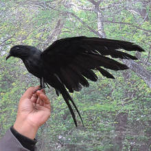 Decoração de corvo artificial, decoração de couro preto, pena realista, decoração delicada, durável, decoração de festival de halloween 2024 - compre barato