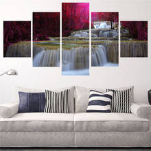 5 pcs diamond painting waterfall red trees Wall decor Picture diamond mosaic set diamond embroidery full square round Landscape 2024 - buy cheap