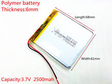 Литий-полимерные аккумуляторные батарейки 606168 3,7 В 2500 мАч 606070 для Mp3 MP4 MP5 GPS PSP mobile bluetooth 2024 - купить недорого