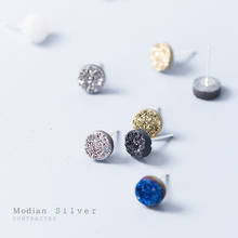 Modian Multicolor Blue Crystal Simple Stud Earrings Classic 100% 925 Sterling Silver Charm Jewelry For Women S925 Earring Bijoux 2024 - compre barato