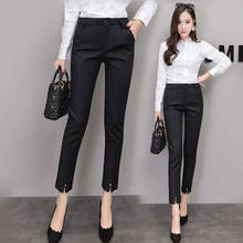 Black women's cropped pants, Korean version, slim, cropped casual pants, Western pants, women's pants 2024 - buy cheap